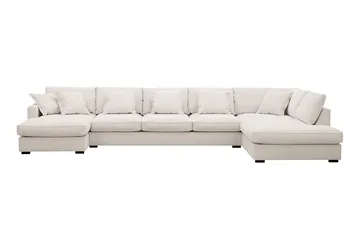 Rossita Lyx 6-sits Vänstervänd U-formad Extra djup Soffa med Divan och Schäslong i Manchester - Naturvit - Products - Möbler - Soffa - U-soffa