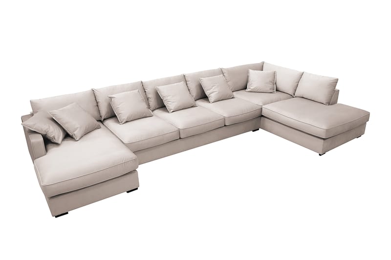 Rossita Lyx 6-sits Vänstervänd U-formad Extra djup Soffa med Divan och Schäslong i Sammet - Beige - Products - Möbler - Soffa - Sammetssoffa