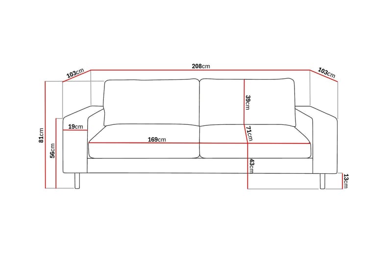 Scandi Djup 3-sits Soffa i Manchester - Beige - Products - Möbler - Soffa - 3 sits soffa