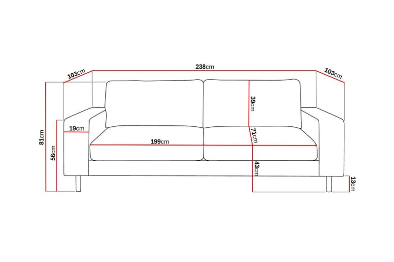 Scandi Djup 4-sits Soffa i Manchester - Brun - Products - Möbler - Soffa - 4 sits soffa