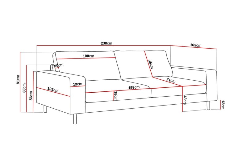 Scandi Djup 4-sits Soffa i Manchester - Brun - Products - Möbler - Soffa - 4 sits soffa