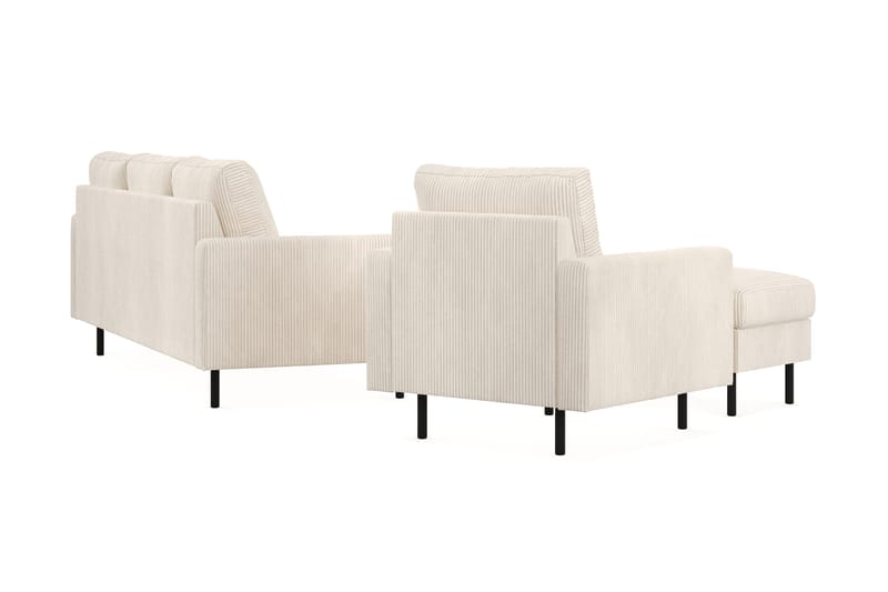 Peppe Soffgrupp 3-sits Vändbar L-formad Divansoffa + Fåtölj + Fotpall i Manchester - Beige - Products - Möbler - Soffa - Soffgrupp