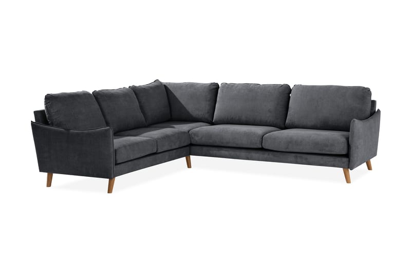 Trend Lyx Hörnsoffa Vändbar, Mörkgrå/Ek