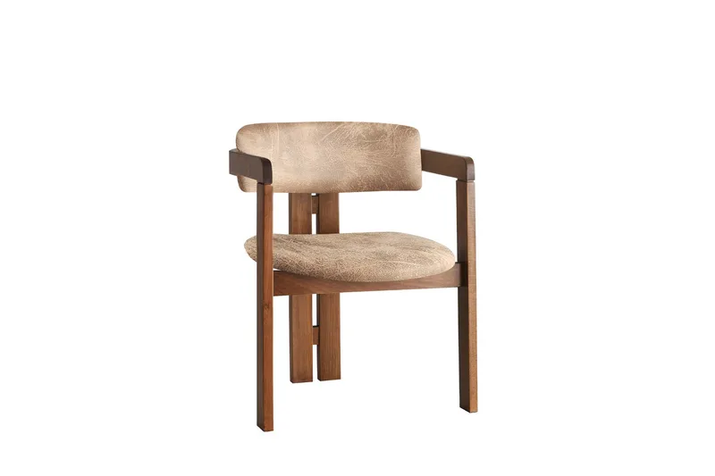 Dellon Karmstol - Valnöt/Beige - Products - Möbler - Fåtölj & stolar - Karmstol