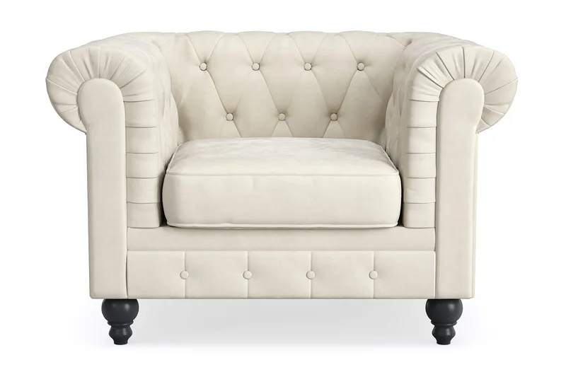 Chesterfield Lyx Stor skön djup sammetsfåtölj - Fåtölj till vardagsrum - Beige - Products - Möbler - Fåtölj & stolar - Fåtölj - Chesterfield fåtölj