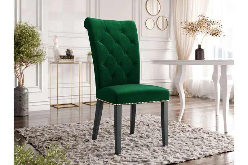 Garvin Matstol - Grön/Svart - Products - Möbler - Fåtölj & stolar - Matstol & köksstol