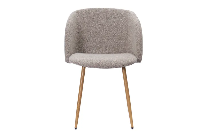 Greya Matstol med armstöd - Greige Bouclé / Metallben Ek - Products - Möbler - Fåtölj & stolar - Karmstol