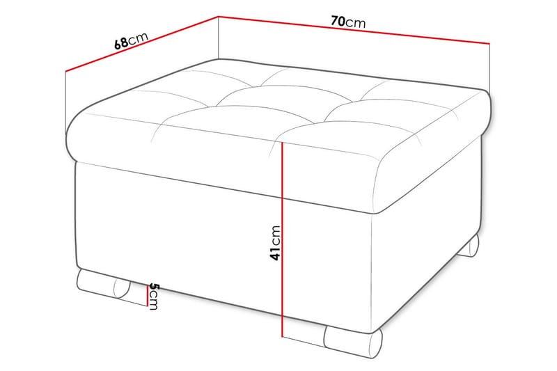 Dynir Fotpall 68 cm - Vit/Mörkgrå - Products - Möbler - Fåtölj & stolar - Pall & puff - Fotpallar
