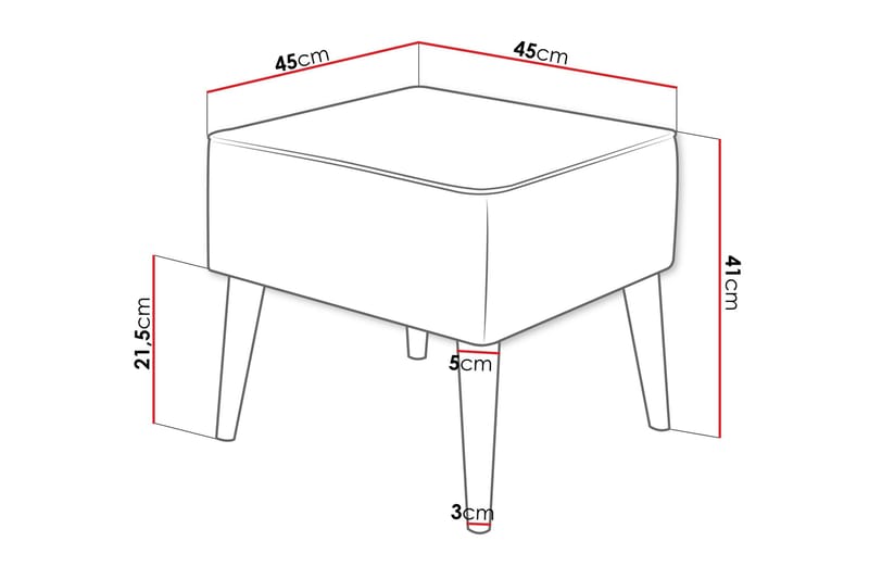 Gabi Fotpall 45 cm - Rosa - Products - Möbler - Fåtölj & stolar - Pall & puff - Fotpallar