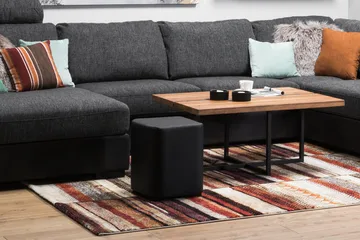 Square Pall Läder - Svart - Products - Möbler - Fåtölj & stolar - Pall & puff - Sittpuff