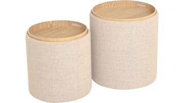 Velmira Puff 2 delar 39 cm Rund - Beige - Products - Möbler - Fåtölj & stolar - Pall & puff - Sittpuff