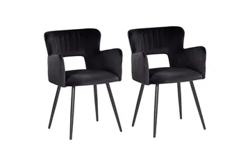 Set med 2 matstolar Sanilac - Svart - Products - Möbler - Fåtölj & stolar - Karmstol