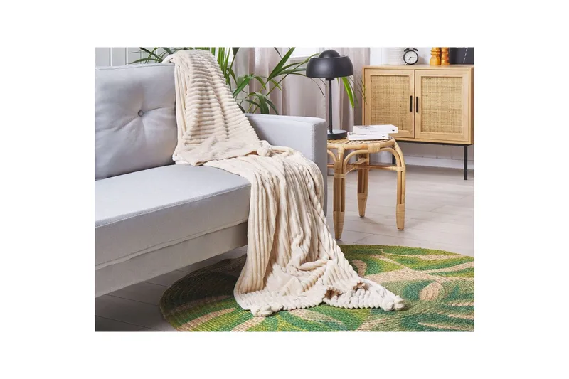 Pläd Kaweri Beige - Beige - Products - Textil & mattor - Filt & pläd