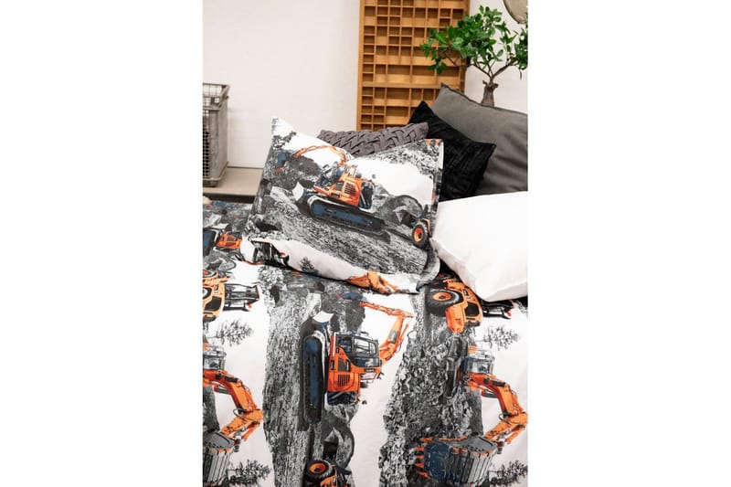 Påslakanset Enkelsäng 2-Dels Maskiner Orange - Franzén - Products - Textil & mattor - Sängkläder - Bäddset & påslakanset - Påslakanset dubbelsäng