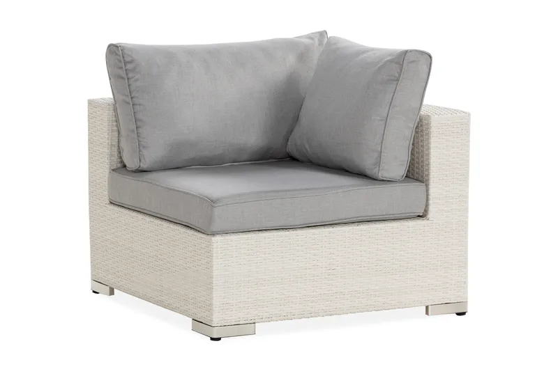 Bahamas Hörnmodul utomhus i konstrotting, Vit / Ljusgrå dynor