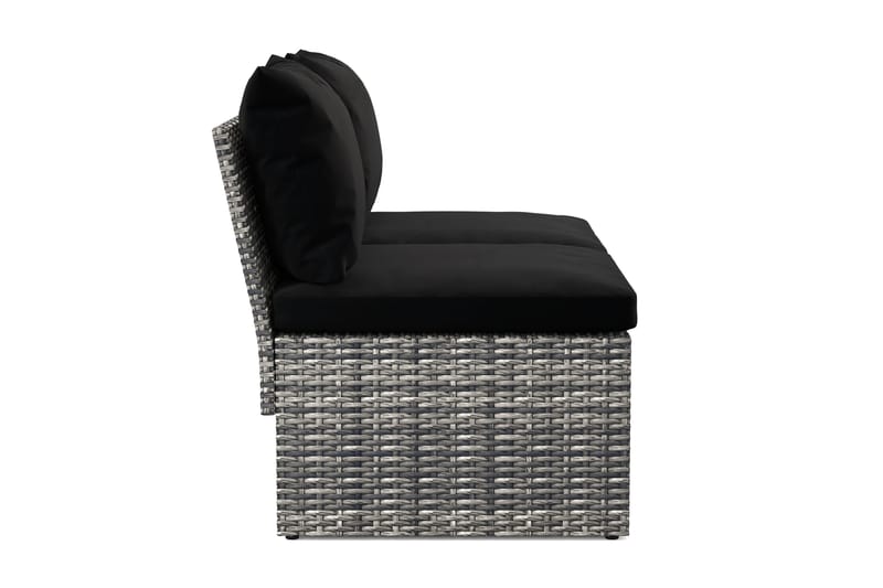 Bahamas Liten Balkongsoffa med dynor och pallar i konstrotting - Grå - Products - Utemöbler & utemiljö - Balkong & altan - Balkongmöbler - Balkongsoffa