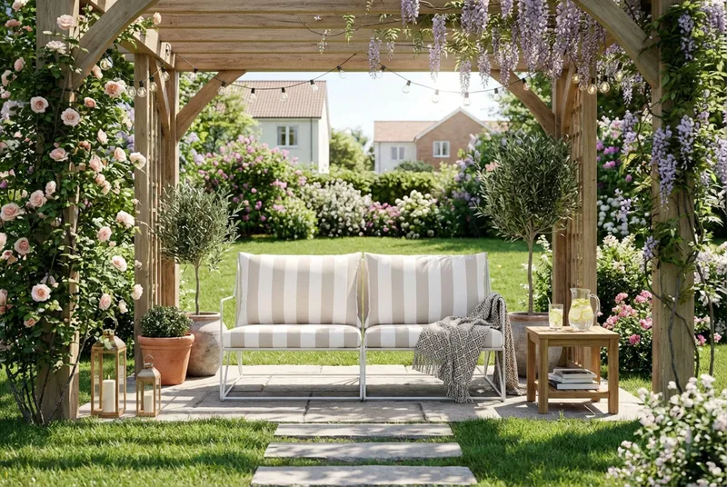 Usteryd 2 sits Loungesoffa - Beige/Striped - Products - Utemöbler & utemiljö - Balkong & altan - Balkongmöbler - Balkongsoffa