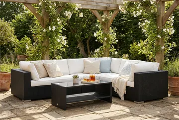 Bahamas L-formad utesoffa vänster, 6-sits med bord och hylla - Svart - Products - Utemöbler & utemiljö - Loungemöbler - Loungeset & loungegrupp