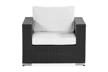 Bahamas Loungefåtölj utomhus i konstrotting för Uteplats och Trädgård - Svart / Vita dynor - Products - Utemöbler & utemiljö - Loungemöbler - Loungestol utomhus