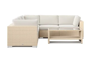 Bahamas utomhus hörnsoffa 5-sits vändbar och bord med hylla - Beige - Products - Utemöbler & utemiljö - Loungemöbler - Loungeset & loungegrupp