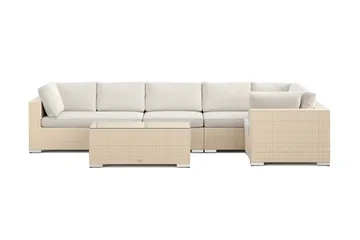 Bahamas utomhus hörnsoffa 6-sits vändbar med bord - Beige - Products - Utemöbler & utemiljö - Loungemöbler - Loungeset & loungegrupp