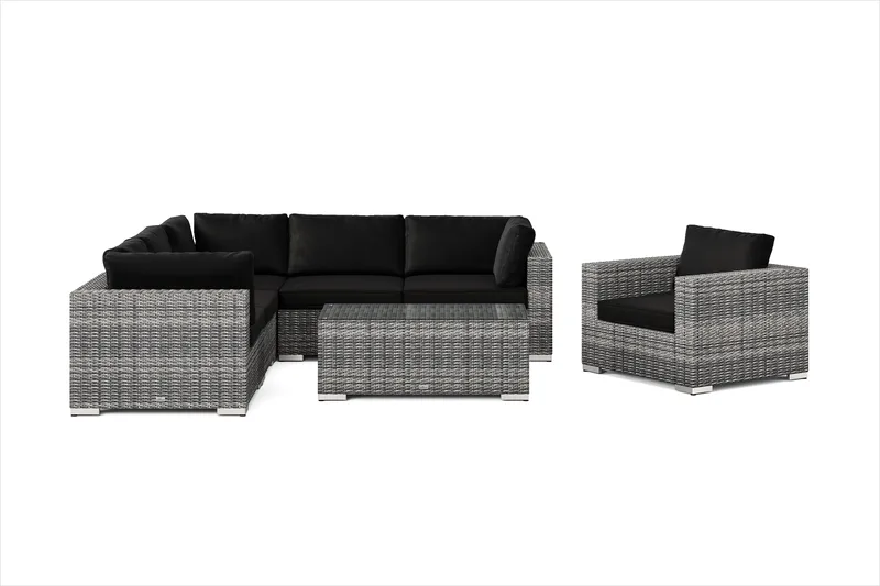 Bahamas utomhus hörnsoffa 6-sits vändbar med fåtölj och bord - Grå - Products - Utemöbler & utemiljö - Loungemöbler - Loungeset & loungegrupp