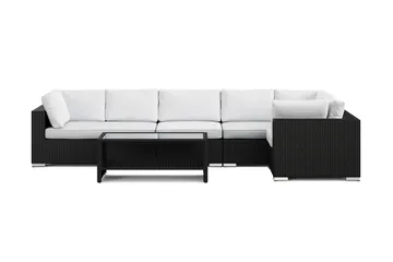 Bahamas utomhus hörnsoffa 6-sits vändbar och bord med hylla - Svart - Products - Utemöbler & utemiljö - Loungemöbler - Loungeset & loungegrupp