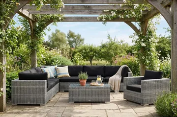 Bahamas utomhus hörnsoffa 8-sits vändbar med fåtölj och bord - Grå - Products - Utemöbler & utemiljö - Loungemöbler - Loungeset & loungegrupp