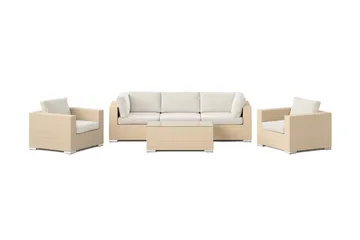 Bahamas utomhus soffgrupp 5-sits med två fåtöljer och bord - Beige - Products - Utemöbler & utemiljö - Loungemöbler - Loungeset & loungegrupp