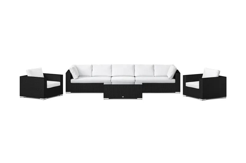 Bahamas utomhus soffgrupp 7-sits med två fåtöljer och bord - Svart - Products - Utemöbler & utemiljö - Loungemöbler - Loungeset & loungegrupp