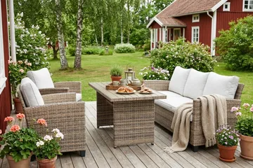 James Light Soffgrupp utomhus i konstrotting - Beige - Products - Utemöbler & utemiljö - Loungemöbler - Loungeset & loungegrupp