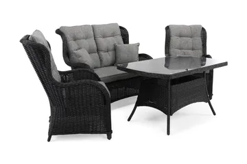 Marcus Soffgrupp 2-sits Ink. Fåtöljer - Svart / Gråa dynor - Products - Utemöbler & utemiljö - Loungemöbler - Loungeset & loungegrupp