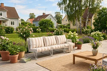 Usteryd 3 sits Loungesoffa - Beige/Striped - Products - Utemöbler & utemiljö - Loungemöbler - Loungesoffor