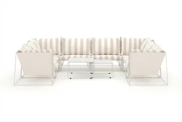 Usteryd utomhus U-soffa 8-sits med stängt avslut - Beige/Striped - Products - Utemöbler & utemiljö - Loungemöbler - Loungesoffor