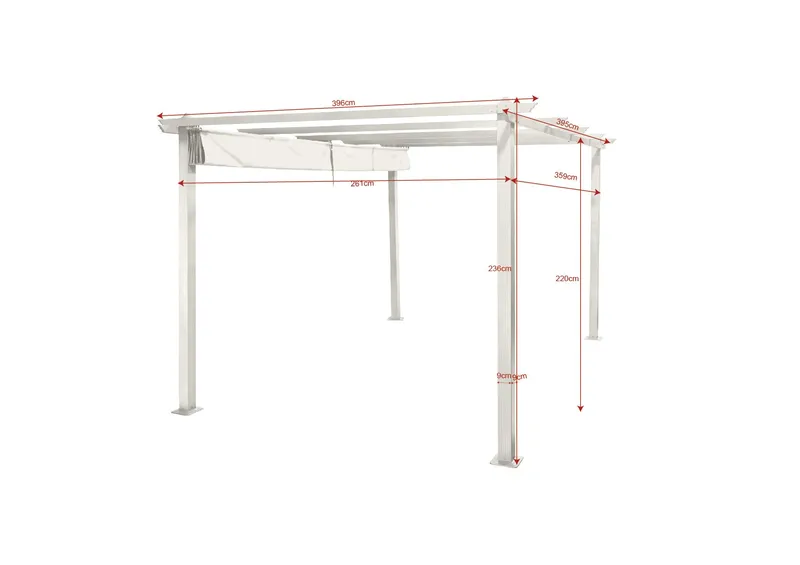 Porto Stor Pergola 4x3 m i aluminium med tak - Vit - Products - Utemöbler & utemiljö - Solskydd - Pergola