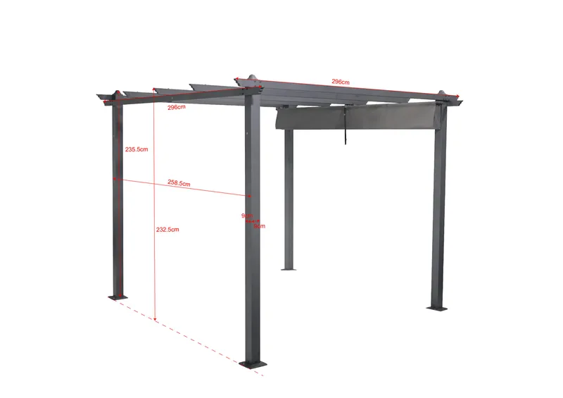Porto Pergola 3x3 m i aluminium med tak för solskydd - Mörkgrå - Products - Utemöbler & utemiljö - Solskydd - Pergola