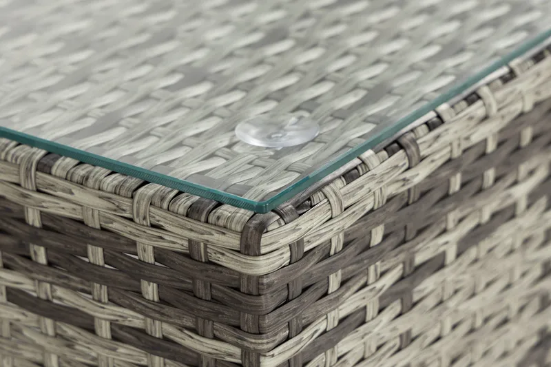 Bahamas Loungbord och Soffbord Utomhus 113 cm Konstrotting Glas - Grå - Products - Utemöbler & utemiljö - Utebord & trädgårdsbord - Loungebord & soffbord utomhus
