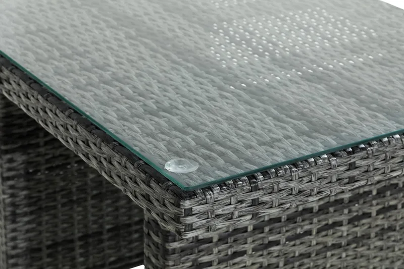 Bahamas Loungebord och Soffbord Utomhus 100 cm Konstrotting Glas - Grå - Products - Utemöbler & utemiljö - Utebord & trädgårdsbord - Loungebord & soffbord utomhus