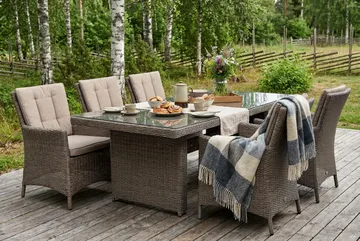 Marcus Rektangulärt Matbord utomhus 160x90 cm i konstrotting med glasskiva - Grå - Products - Utemöbler & utemiljö - Utebord & trädgårdsbord - Matbord utomhus