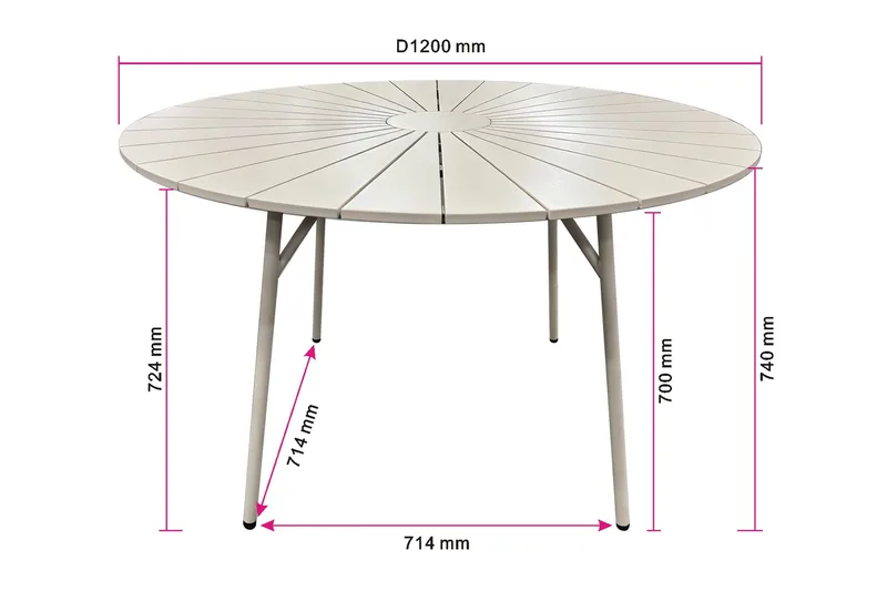 Tunis Runt Matbord utomhus 120 cm i aluminium metall - Beige - Products - Utemöbler & utemiljö - Utebord & trädgårdsbord - Matbord utomhus