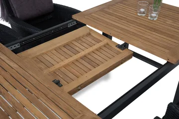 Las Vegas Matgrupp Utomhus 152-210 + 4 Thor Fåtölj - Svart/Teak - Products - Utemöbler & utemiljö - Utegrupp - Matgrupp utomhus