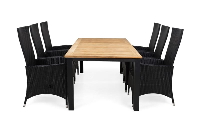 Las Vegas Matgrupp Utomhus 220-280 + 6 Jenny Ställbar Fåtölj - Inkl Dyna Svart/Teak/Svart - Products - Utemöbler & utemiljö - Utegrupp - Matgrupp utomhus