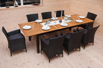 Las Vegas Matgrupp Utomhus 220-280 + 6 Thor Fåtölj - Svart/Teak/Svart - Products - Utemöbler & utemiljö - Utegrupp - Matgrupp utomhus