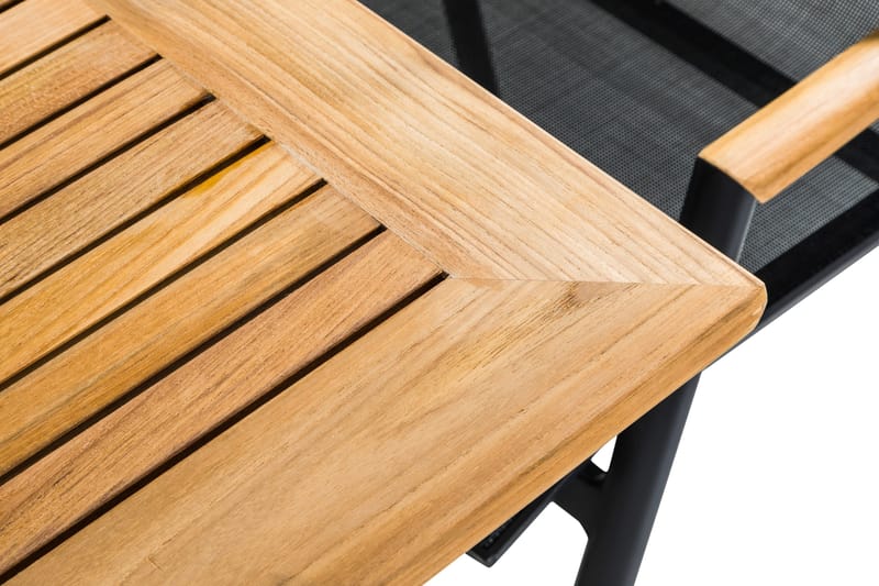 Las Vegas Matgrupp Utomhus 220-280x100+ 6 Stolar m Dyna - Svart/Teak - Products - Utemöbler & utemiljö - Utegrupp - Matgrupp utomhus