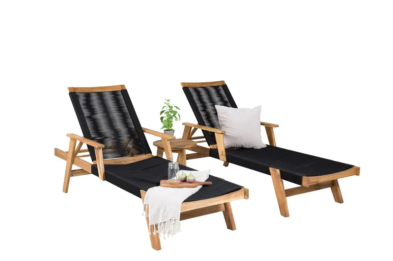 Little John Solsäng med Chania Bord Brun/Svart - Brun/Svart - Products - Utemöbler & utemiljö - Utegrupp - Cafegrupp & cafeset