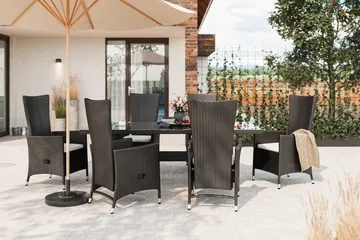 Majestic Matgrupp Utomhus 210 + 6 Jenny Ställbar Fåtölj - Svart - Products - Utemöbler & utemiljö - Utegrupp - Matgrupp utomhus
