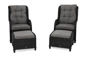 Marcus Öronlappsfåtölj med Fotpall m Dyna 2-pack - Svart - Products - Utemöbler & utemiljö - Utegrupp - Cafegrupp & cafeset