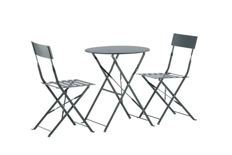 Marseille Caféset Rund Ø60 cm + 2 Matstolar Utomhus - Mörkgrå - Products - Utemöbler & utemiljö - Utegrupp - Cafegrupp & cafeset