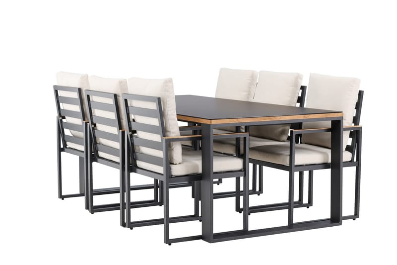 Aspvik Matgrupp 200x100cm, Svart/Teak