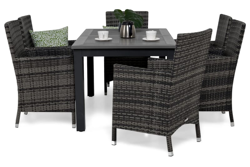 Monaco Matgrupp Utomhus 152-210 + 6 Thor Fåtölj - Svart/Grå - Products - Utemöbler & utemiljö - Utegrupp - Matgrupp utomhus